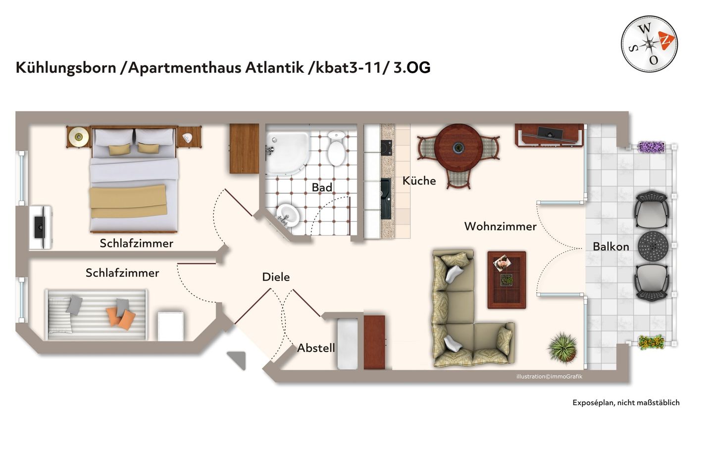 Apartmenthaus Atlantik Apartmenthaus Atlantik 311 Kühlungsborn - Grundriss