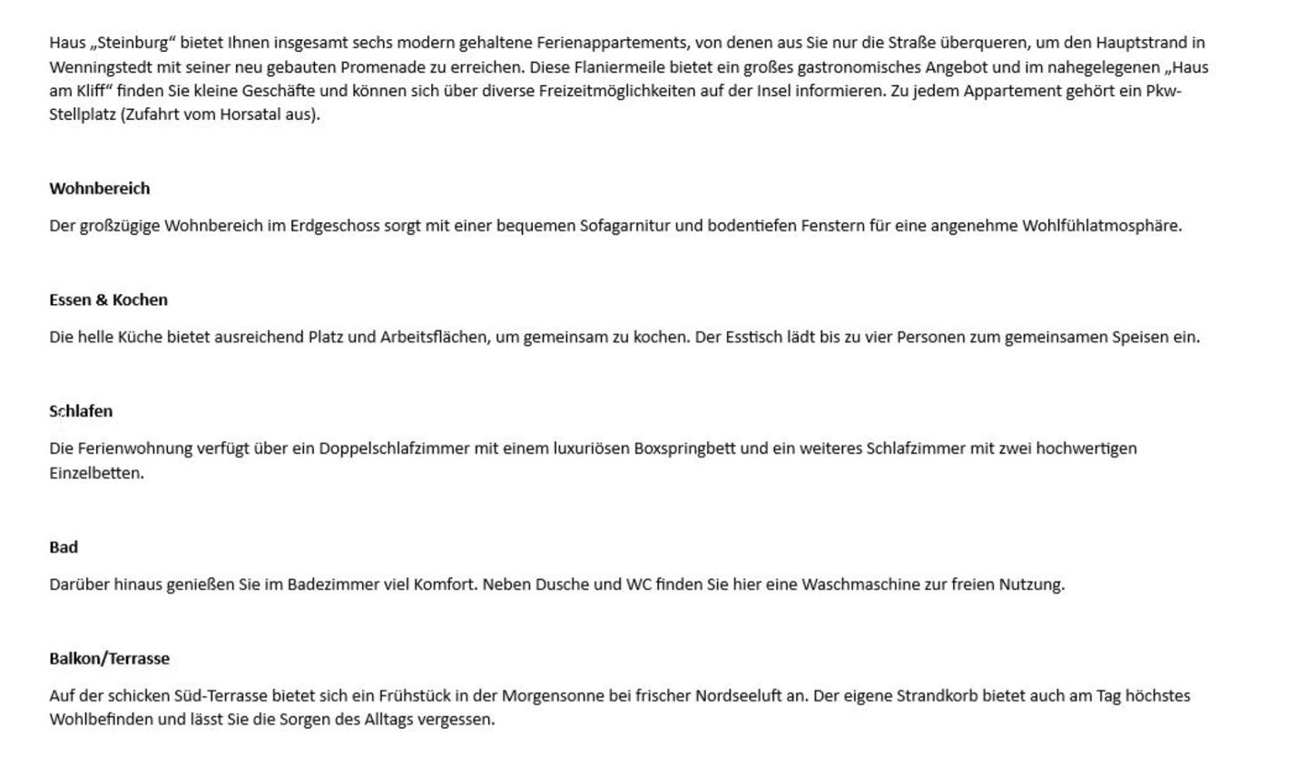 Steinburg   - Dünenstr. 6, App. 8 Wenningstedt - Wohnzimmer