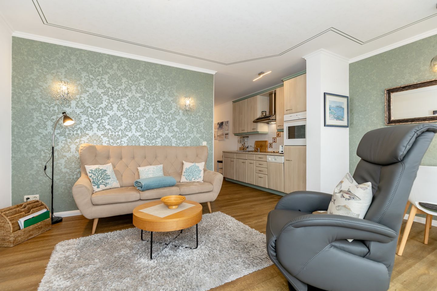 Meeresblick Meeresblick 420 Kühlungsborn - Wohn-Essbereich mit Couch