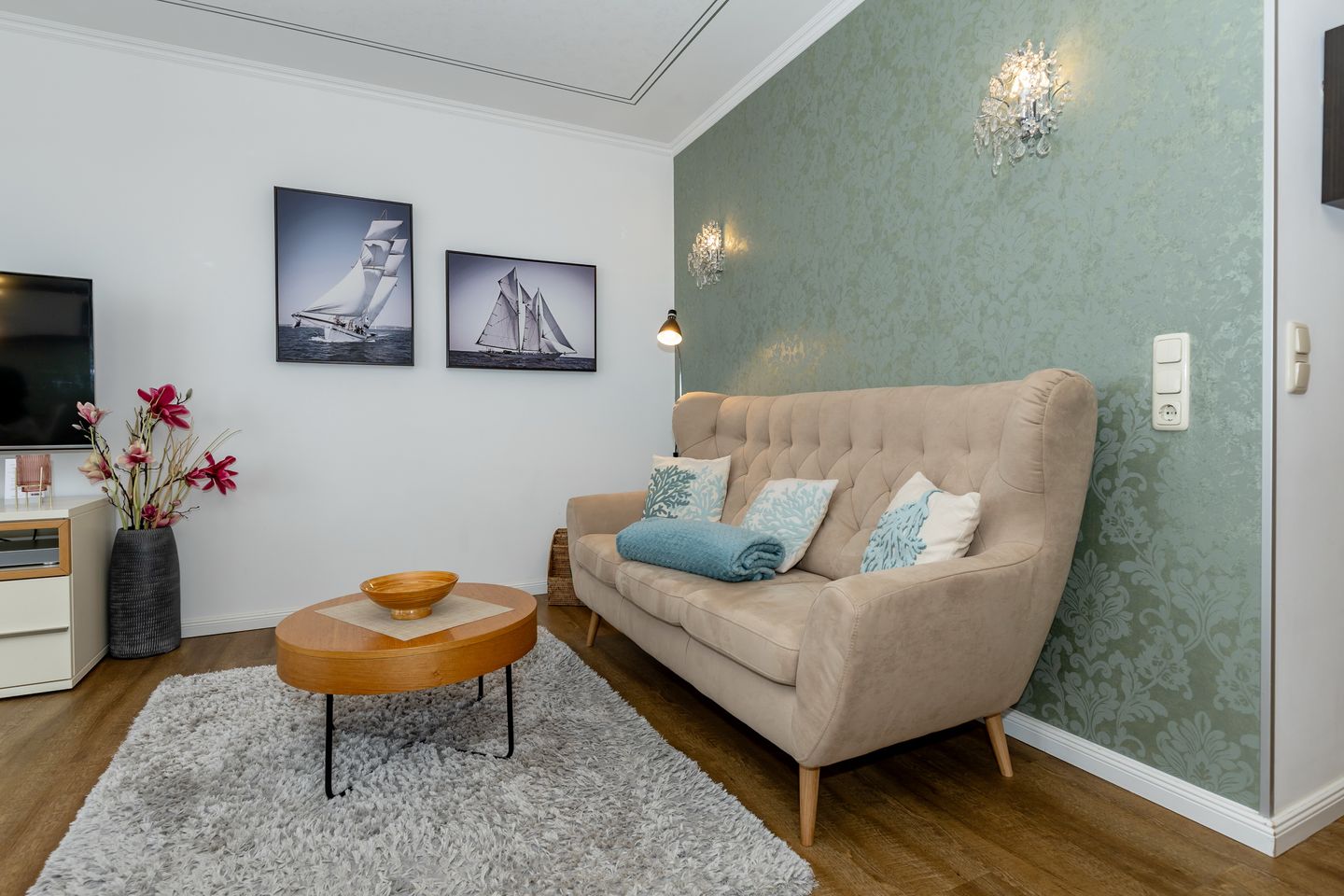 Meeresblick Meeresblick 420 Kühlungsborn - Wohn-Essbereich mit Couch