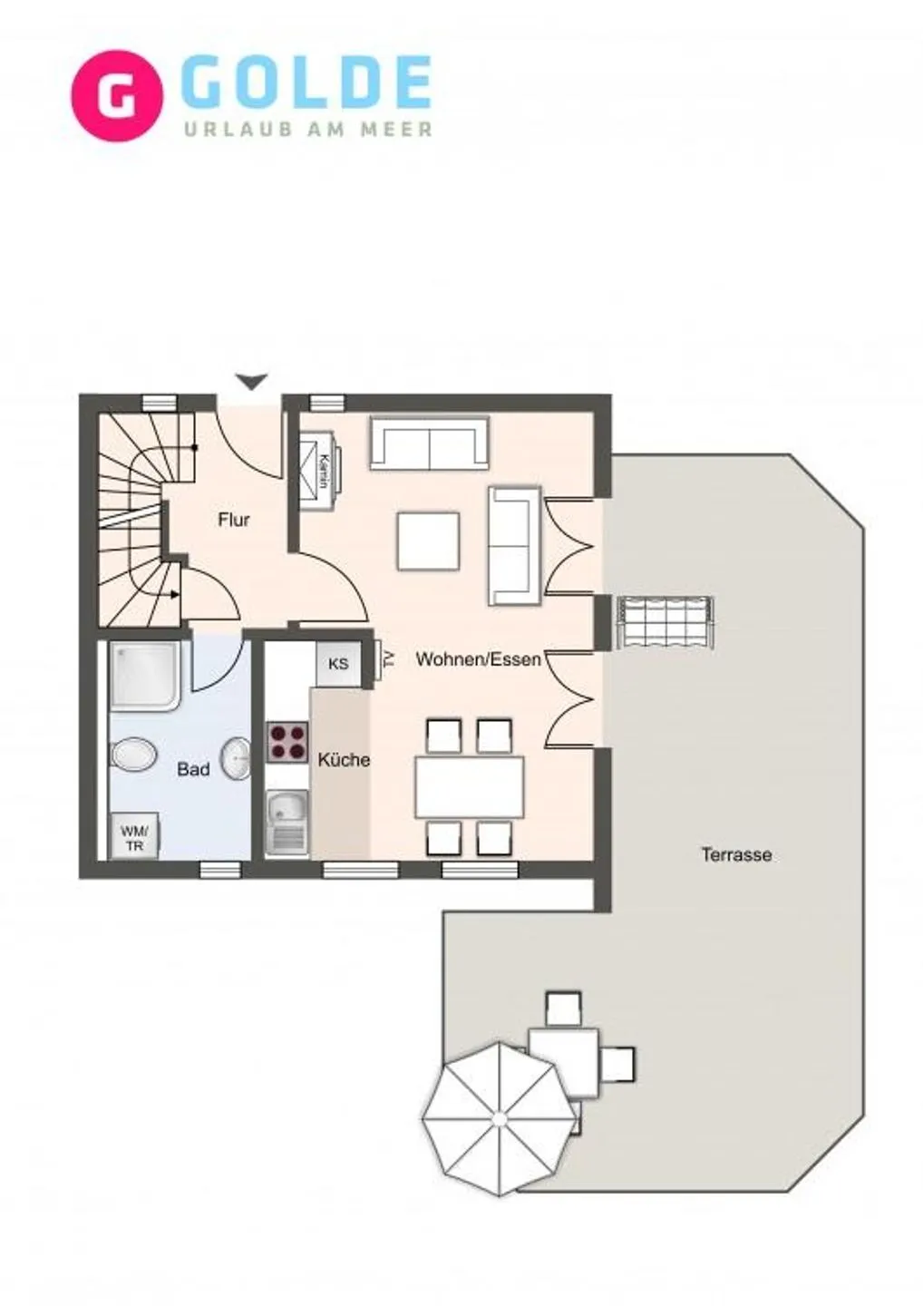 Quartier Deich-4 Ferienhaus Quartier Deich 4 Beachside SPO Ording - Grundriss