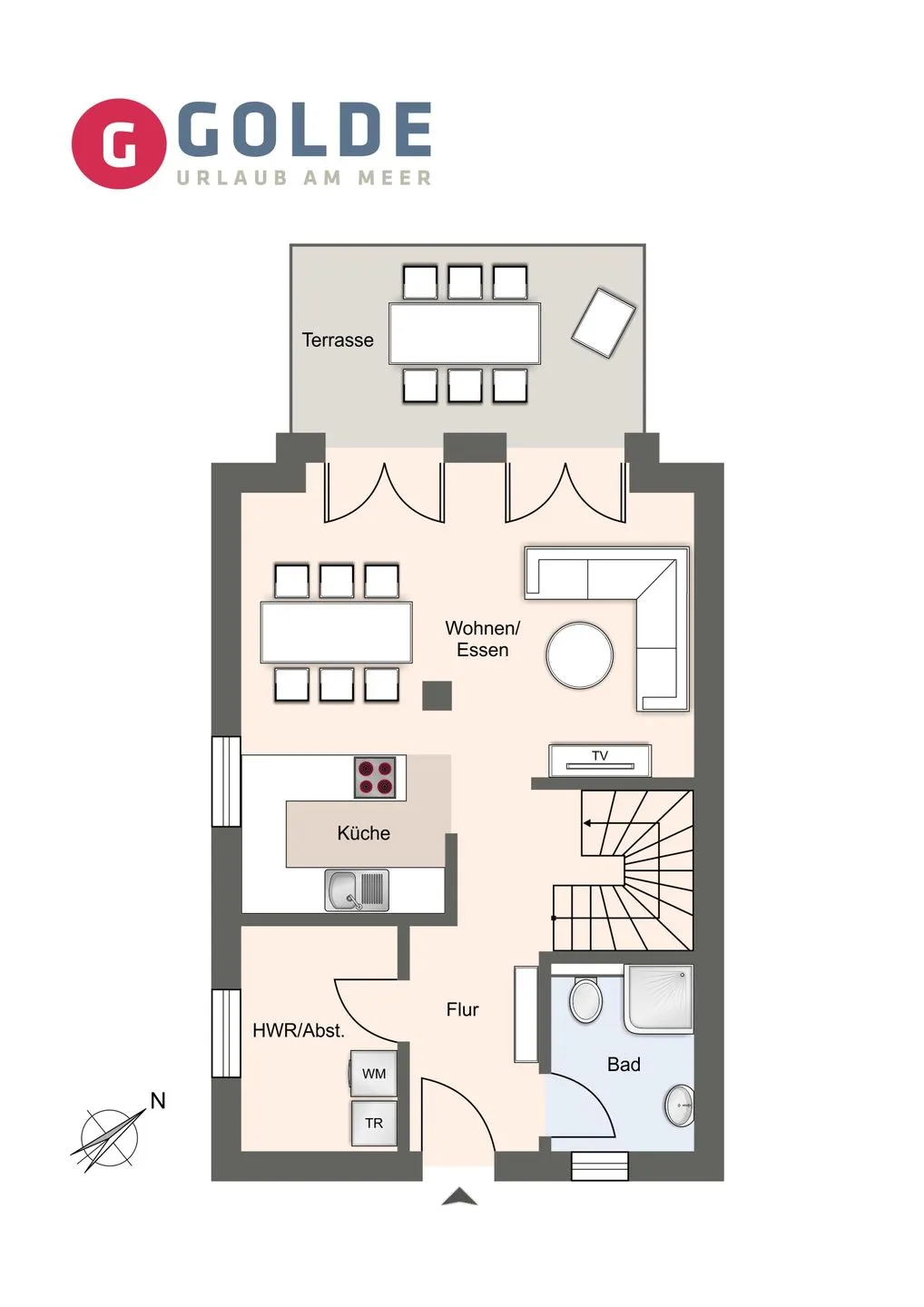 Wellenzeit Ferienhaus Wellenzeit SPO Bad - Grundriss