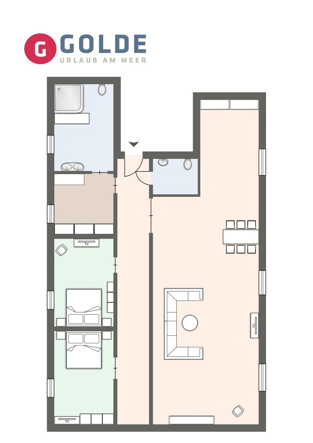 Strand No 1 Hotel Strand No 1 - Grand Suite - Meerblick SPO Bad - Grundriss