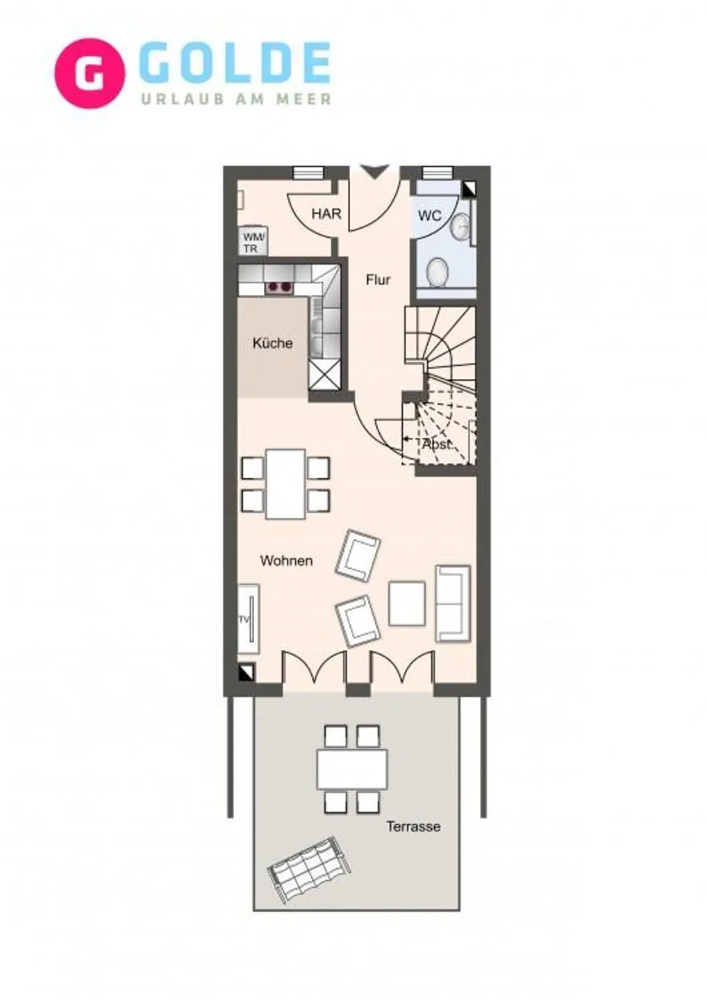 Quartier Deich-4 Ferienhaus Quartier Deich 4 Deichgold SPO Ording - Grundriss