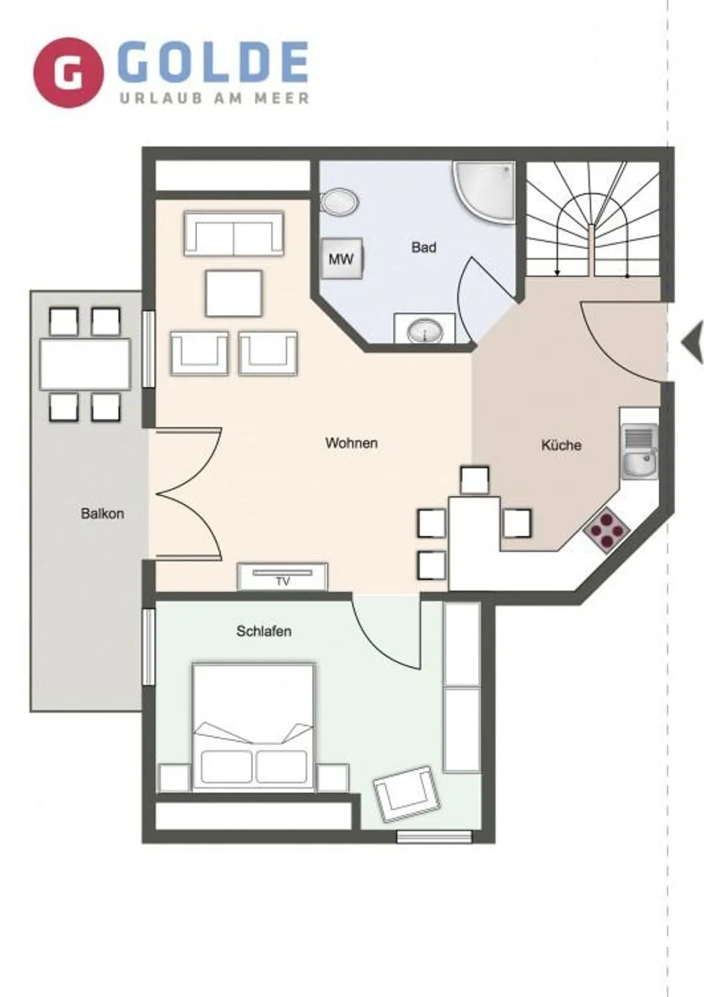 Buhne Appartement Buhne 7 SPO Ording - Grundriss