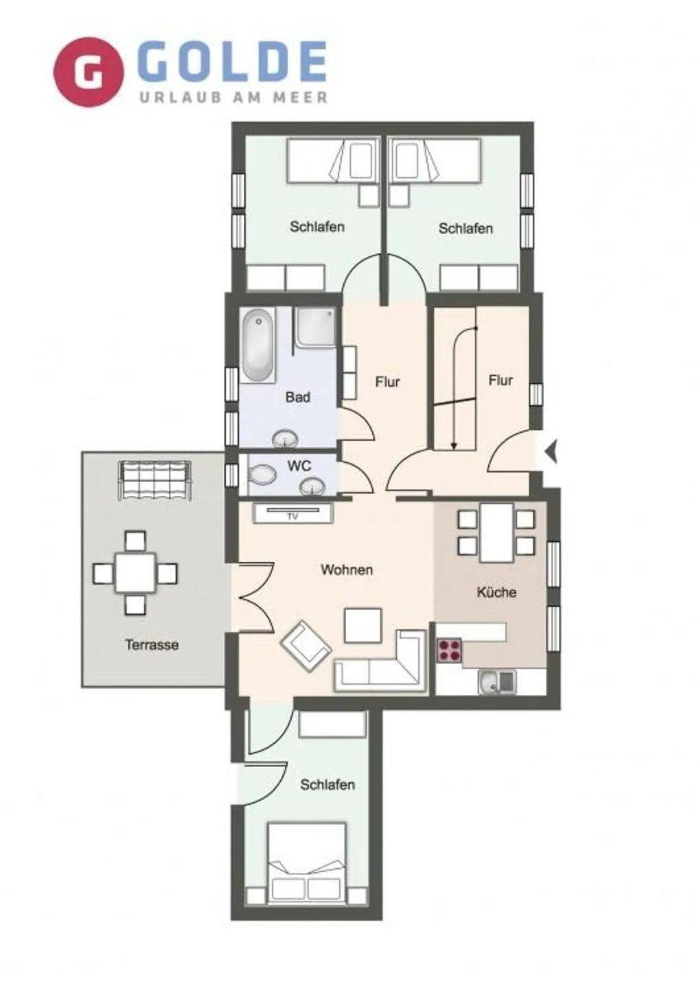 Fischerhaus am Strand Appartement Gartenwohnung SPO Ording - Grundriss