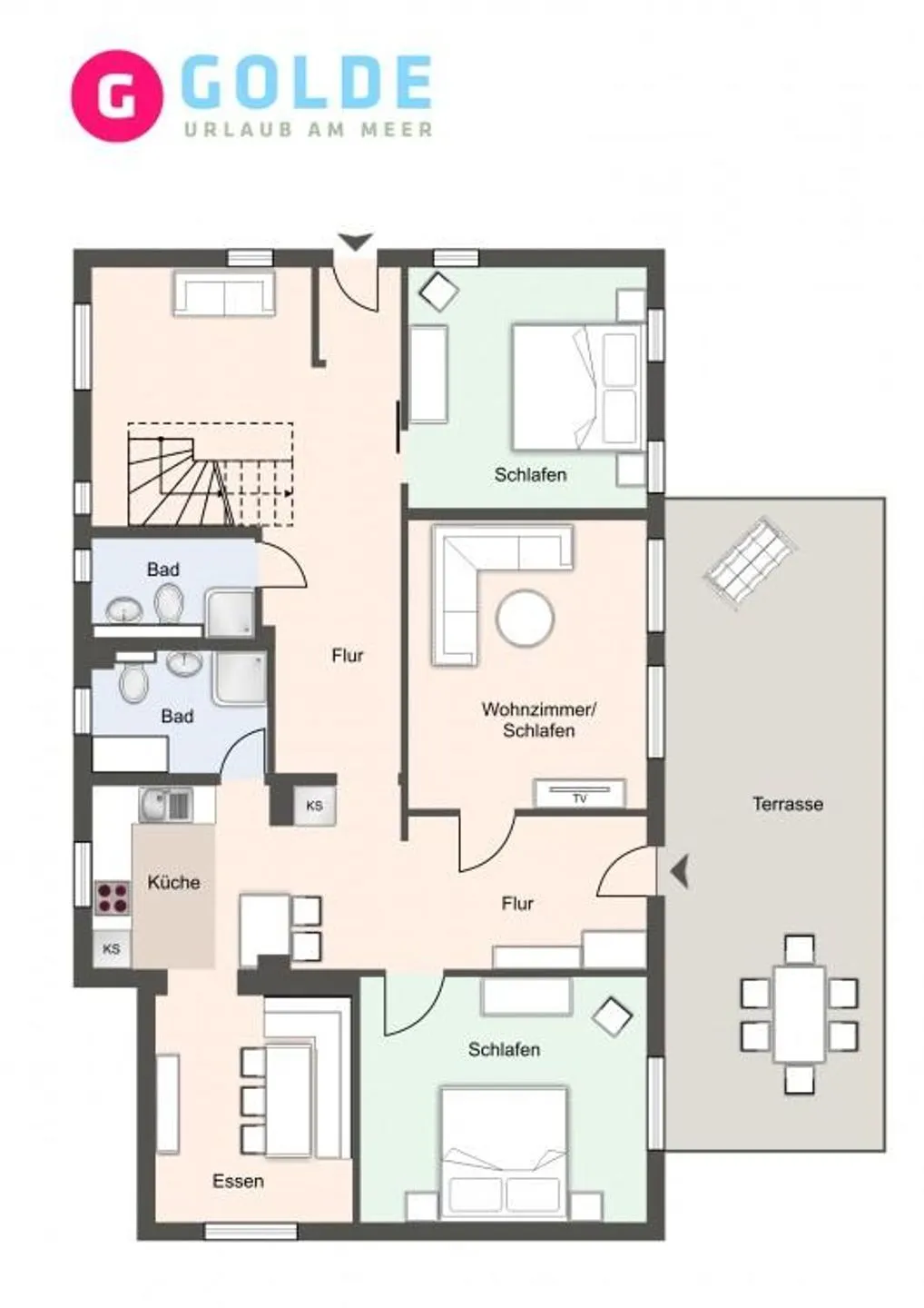 Reetkate Reetdachhaus Friesen Chalet SPO Umland - Grundriss