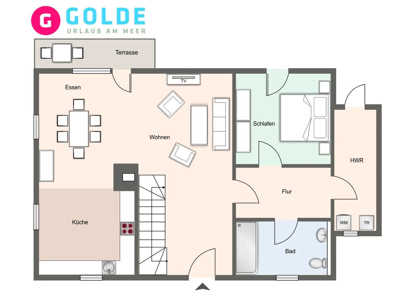 Reetdachhaushälfte Reetdachhaus Kleine Kate SPO Boehl - Grundriss