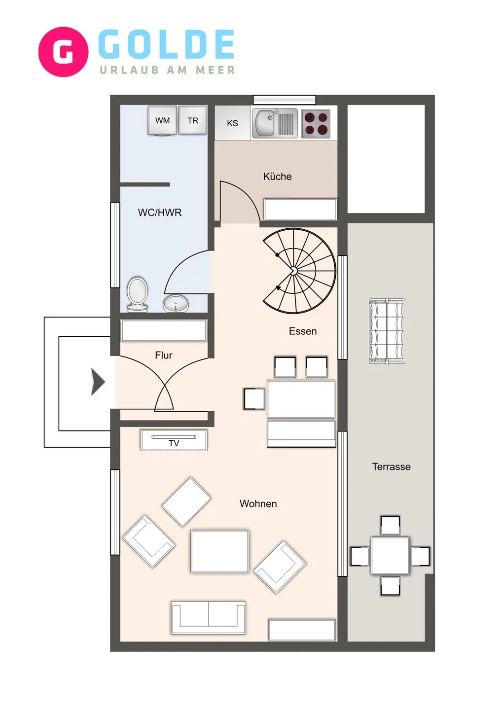 Lille Dröm Reetdachhaus Lille Dröm SPO Ording - Grundriss