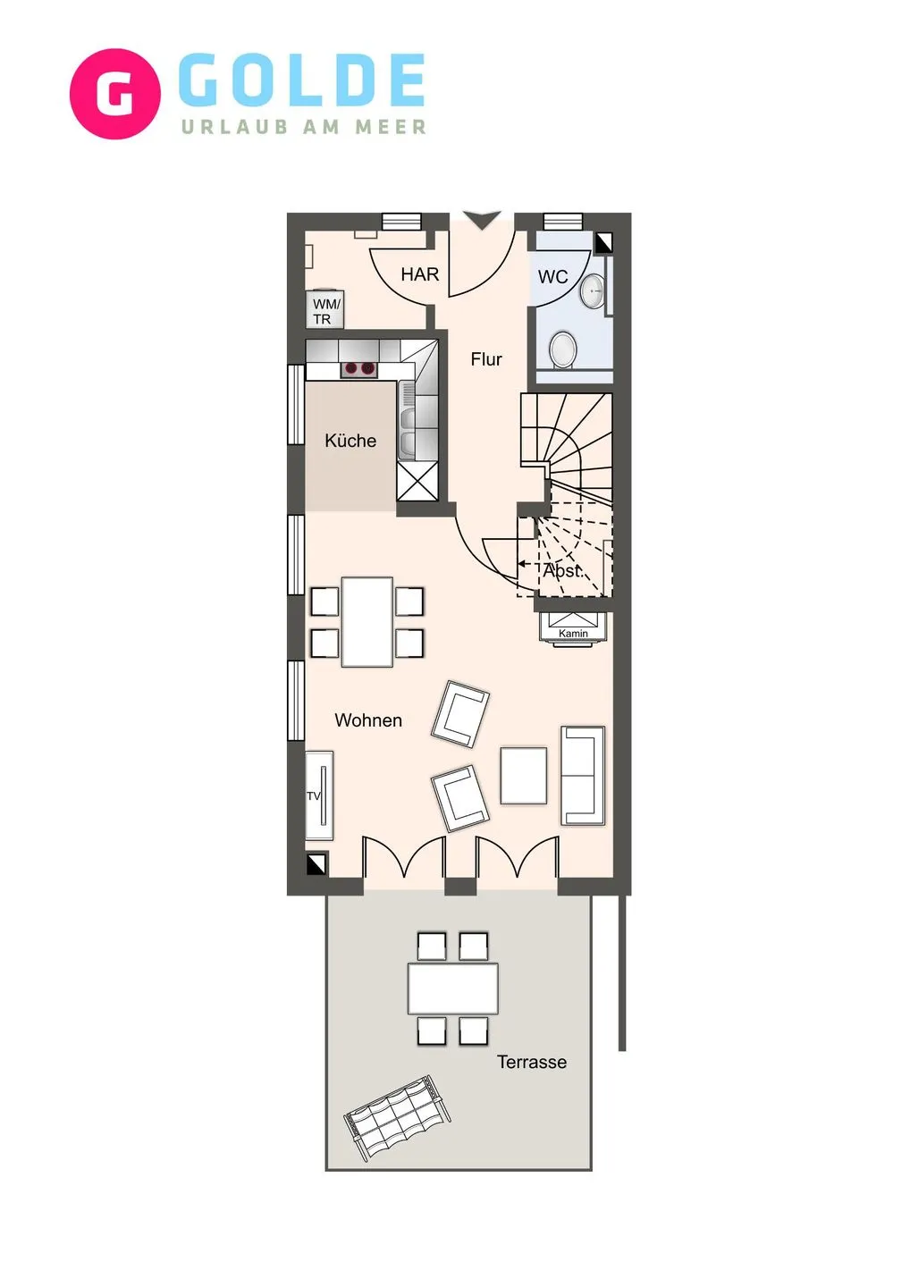 Quartier Deich-4 Ferienhaus Quartier Deich 4 Dünengold SPO Ording - Grundriss