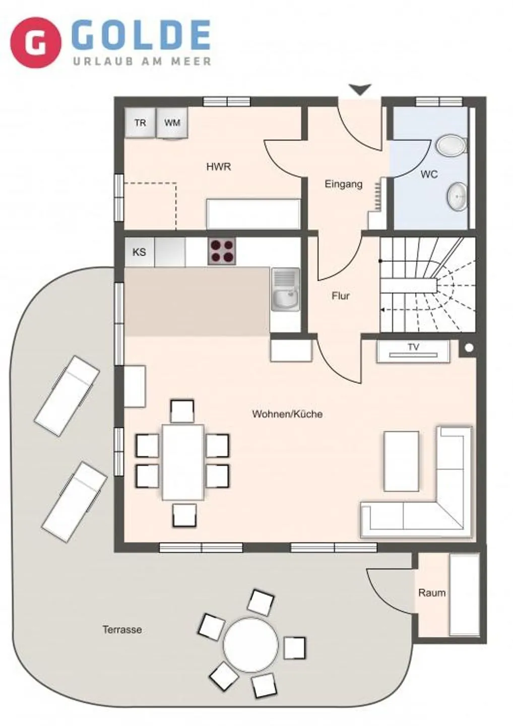 Westmarken Reetdachhaus Strandkontor SPO Ording - Grundriss