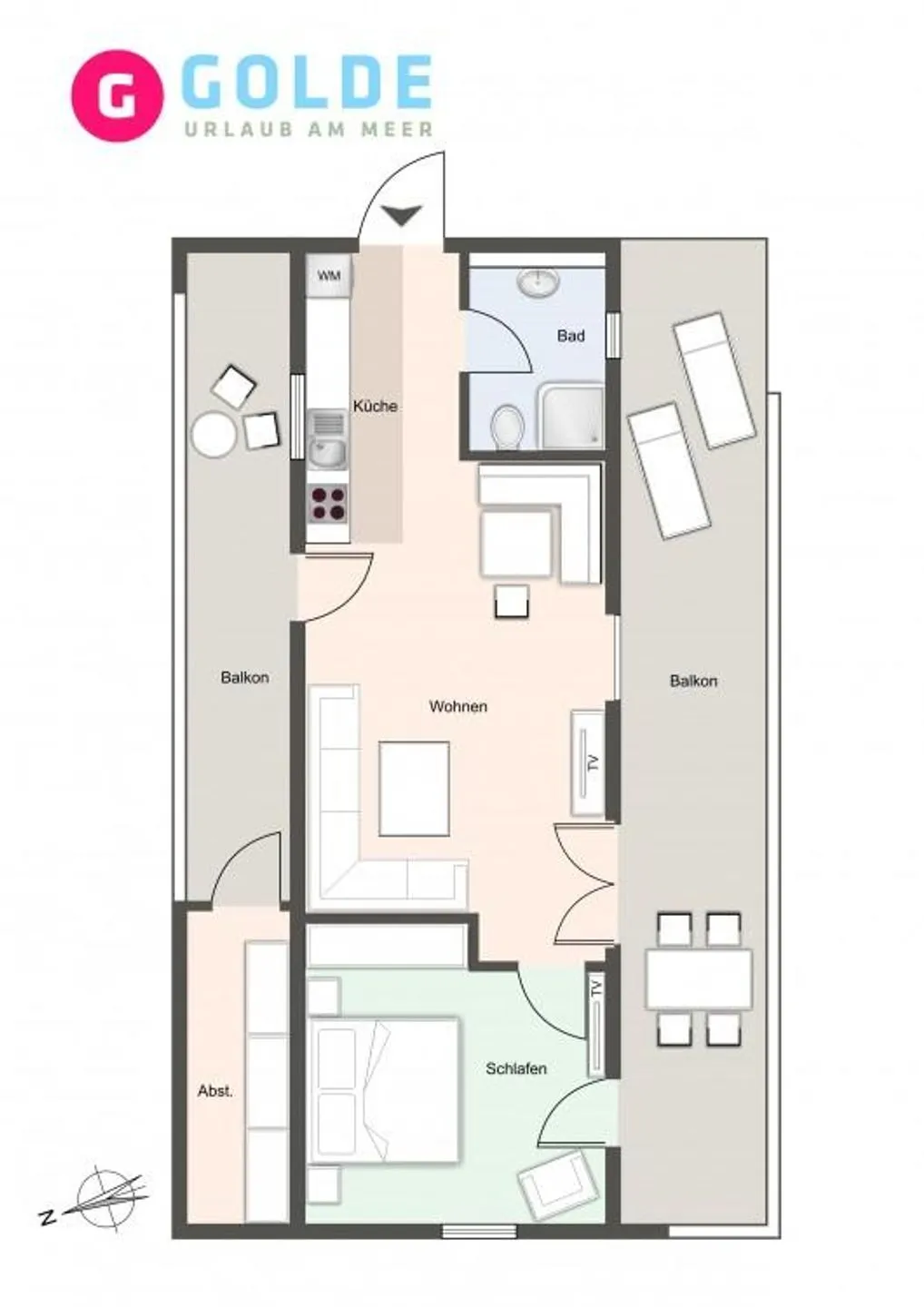 Dreilanden Penthouse Strandzeit SPO Ording - Grundriss