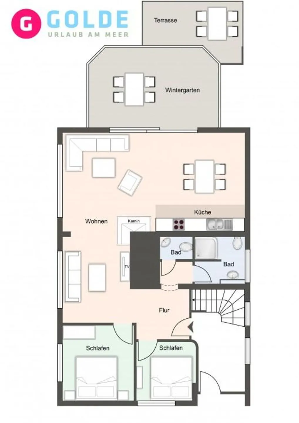 Haus Rückenwind Appartement 1 Rückenwind - Ording SPO Bad - Grundriss