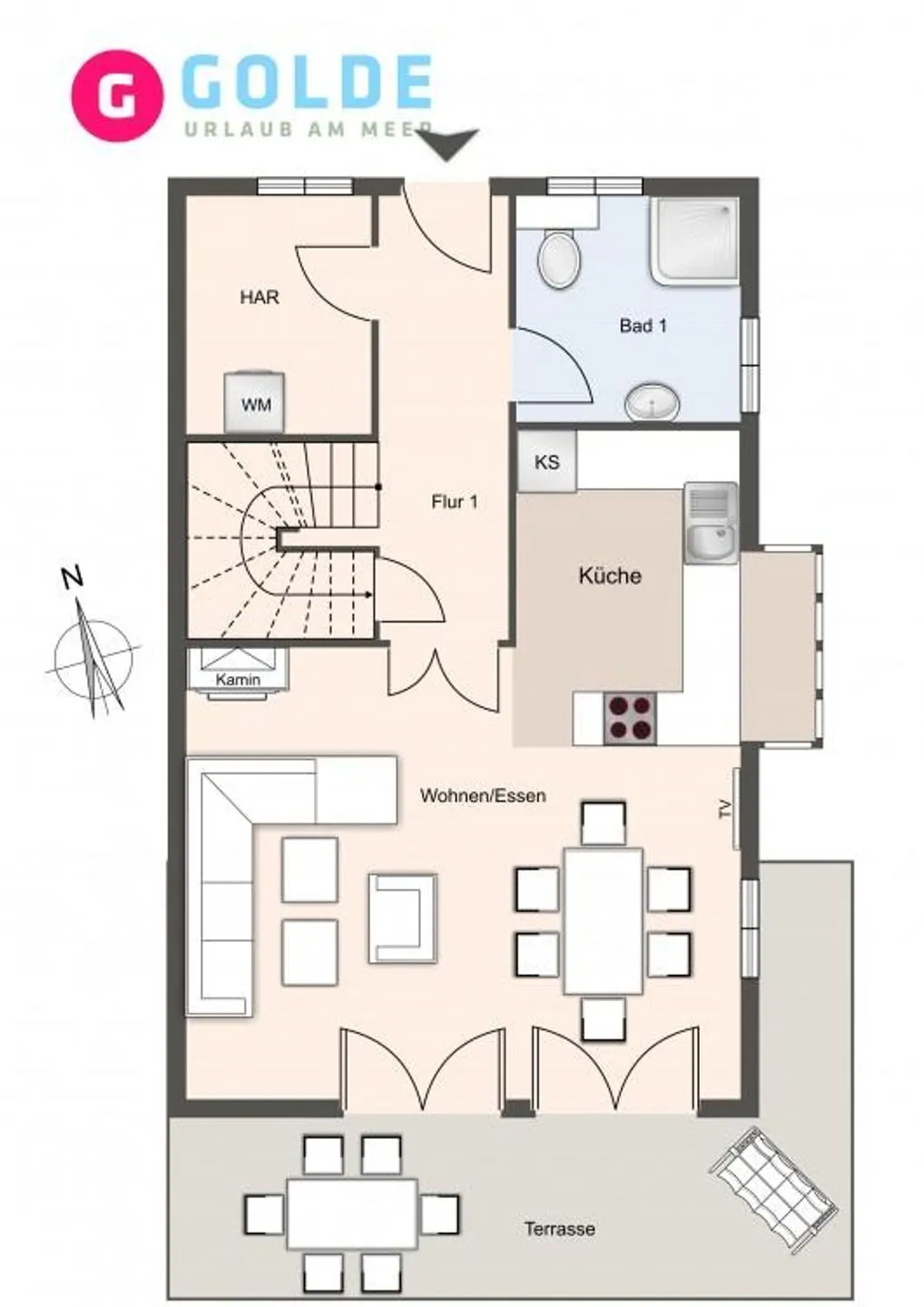 Dorf Domizil Reetdachhaus Reetkate SPO Dorf - Grundriss