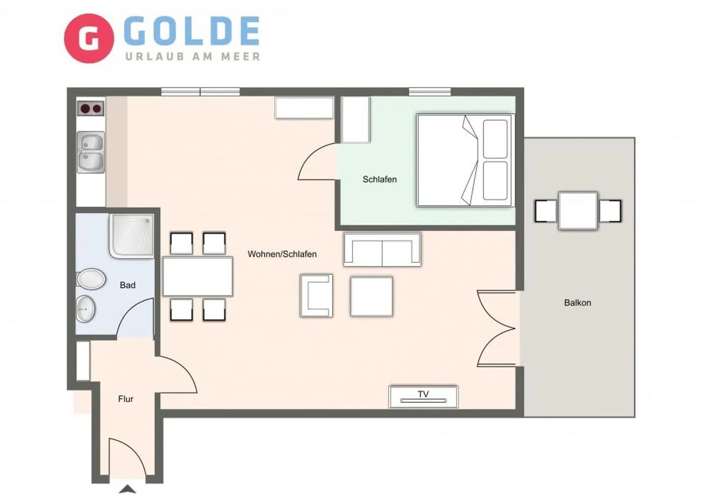 Apartmenthaus Deichbude Apartmenthaus Deichbude Deichbude - 1 SPO Ording - Grundriss