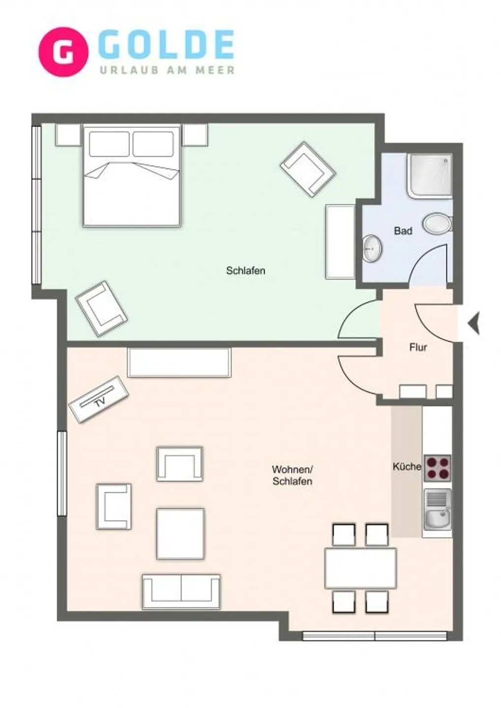 Apartmenthaus Deichbude Apartmenthaus Deichbude Meerblick - 9 SPO Ording - Grundriss
