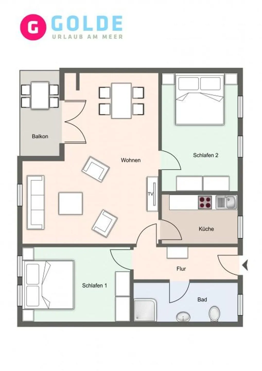 Apartmenthaus Deichbude Apartmenthaus Deichbude Seeblick - 15 SPO Ording - Grundriss