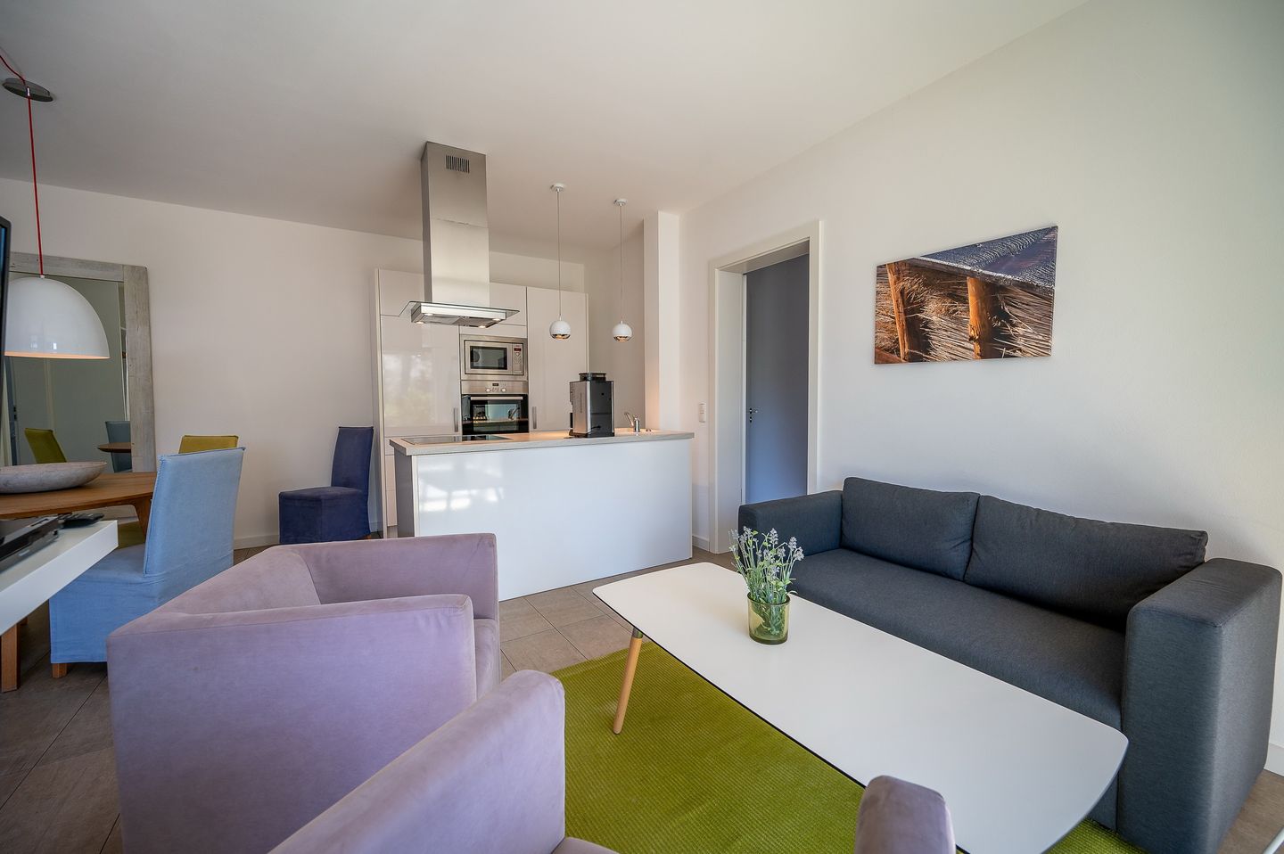 Ostseeland Ostseeland Lotsenstieg 2 Kajüte 1 Usedom - Wohnzimmer mit Küchenzeile im Lotsenstieg 2, Kajüte 1 in Kalrshagen auf Usedom