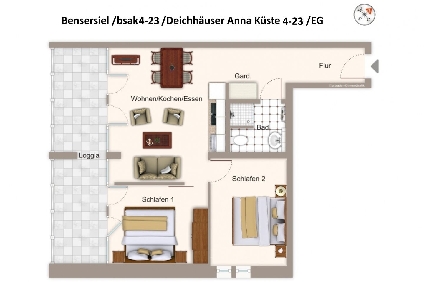 Deichhäuser Anna Küste Deichhäuser Anna Küste 4-23 Bensersiel - Grundriss