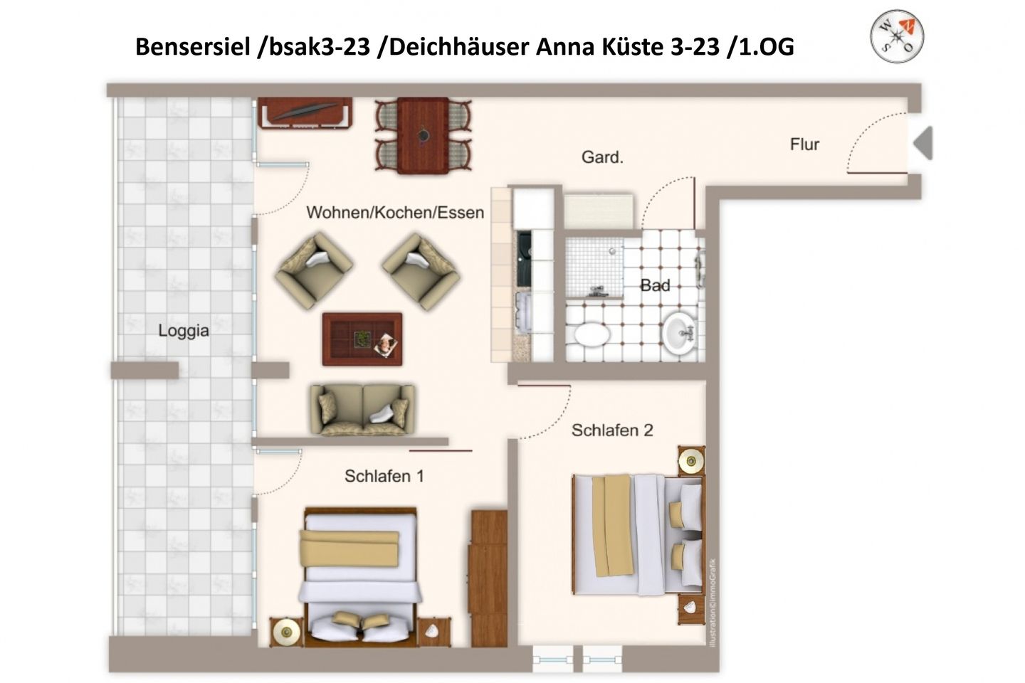 Deichhäuser Anna Küste Deichhäuser Anna Küste 3-23 Bensersiel - Grundriss
