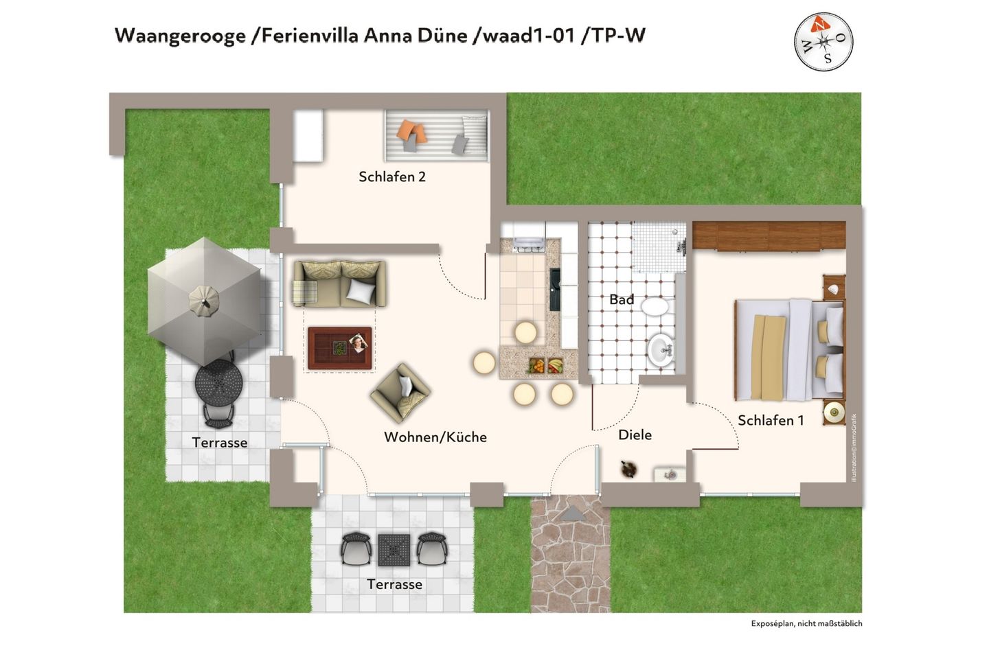 Ferienvillen Anna Düne Ferienvillen Anna Düne 1-01 Wangerooge - Grundriss