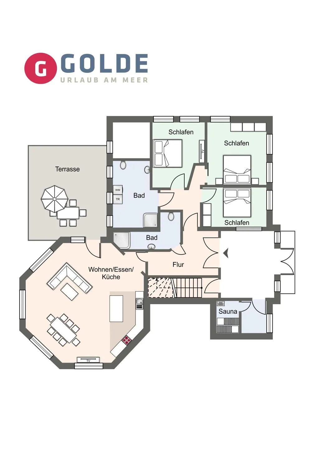 Dreilanden Appartement FENNE SPO Ording - Grundriss