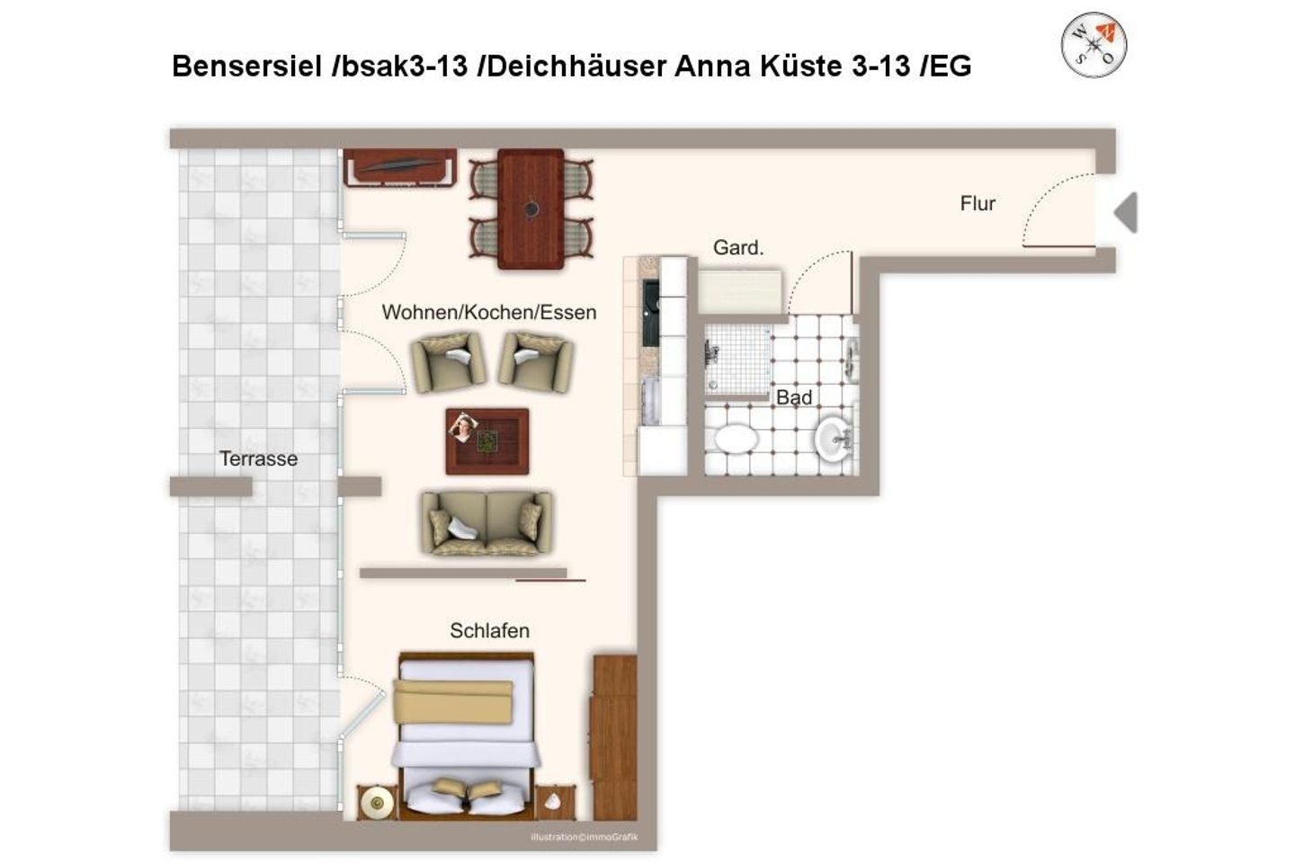 Deichhäuser Anna Küste Deichhäuser Anna Küste 3-13 Bensersiel - Grundriss