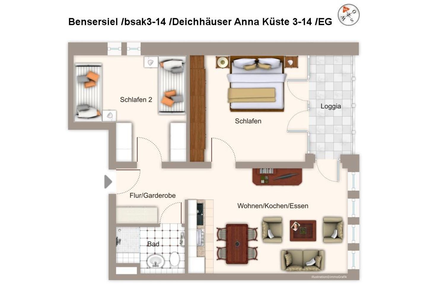 Deichhäuser Anna Küste Deichhäuser Anna Küste 3-14 Bensersiel - Grundriss
