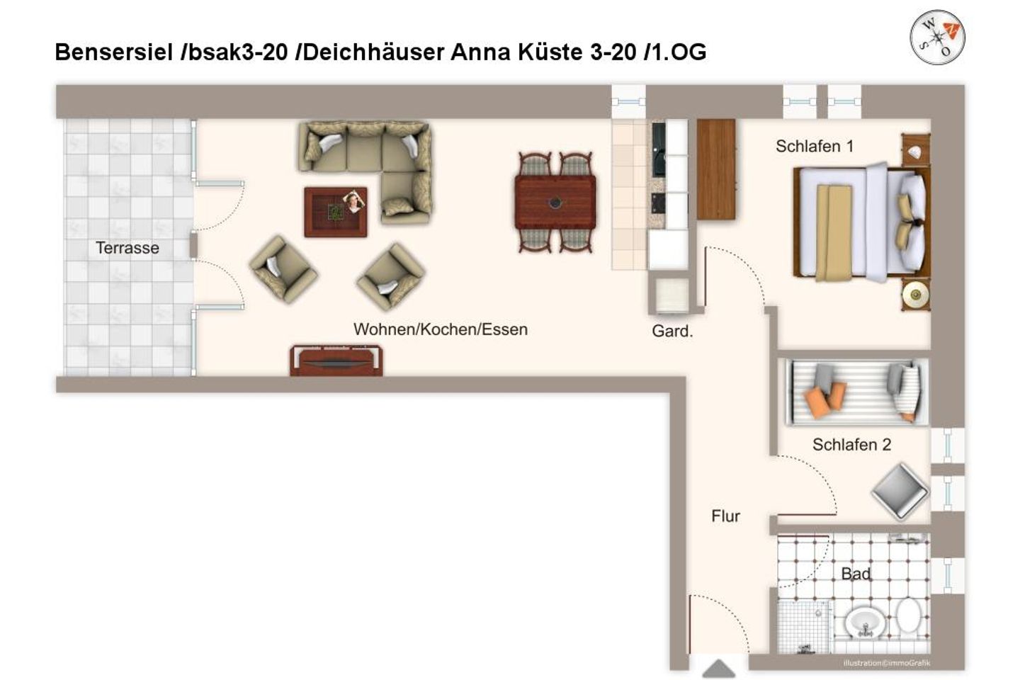 Deichhäuser Anna Küste Deichhäuser Anna Küste 3-20 Bensersiel - Grundriss