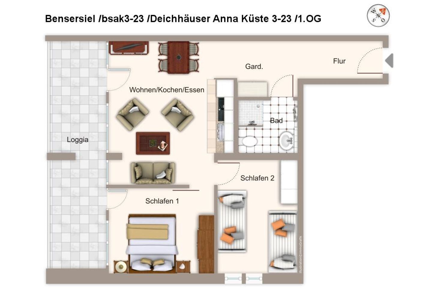Deichhäuser Anna Küste Deichhäuser Anna Küste 3-23 Bensersiel - Grundriss