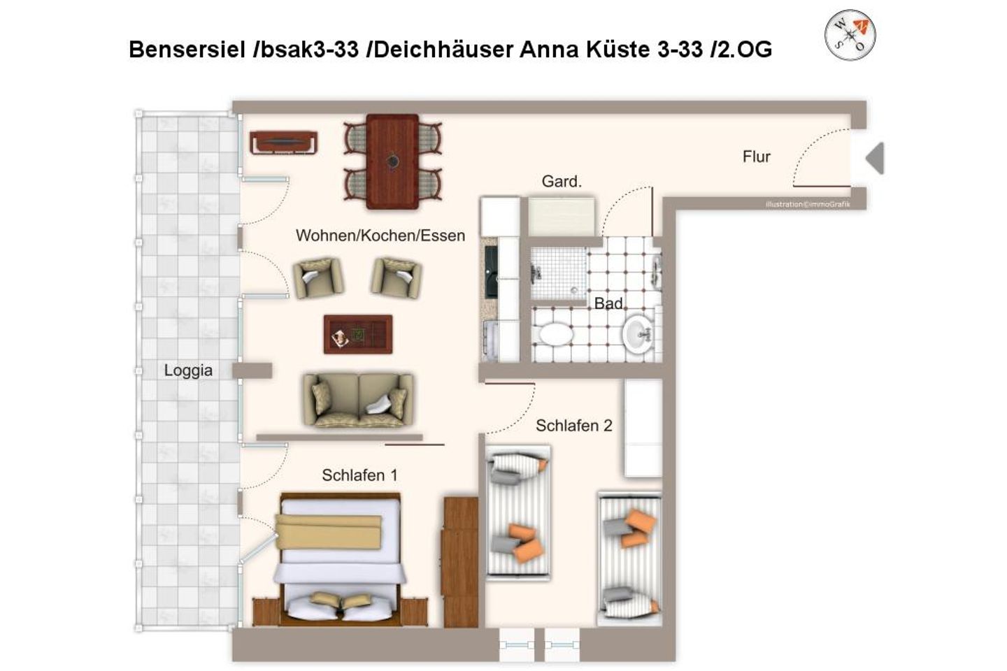 Deichhäuser Anna Küste Deichhäuser Anna Küste 3-33 Bensersiel - Grundriss