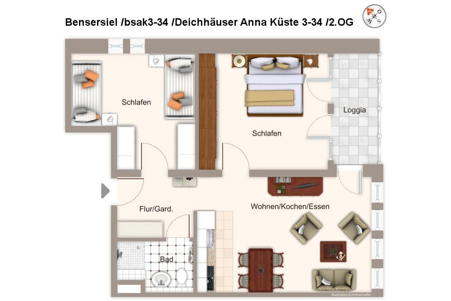 Deichhäuser Anna Küste Deichhäuser Anna Küste 3-34 Bensersiel - Grundriss