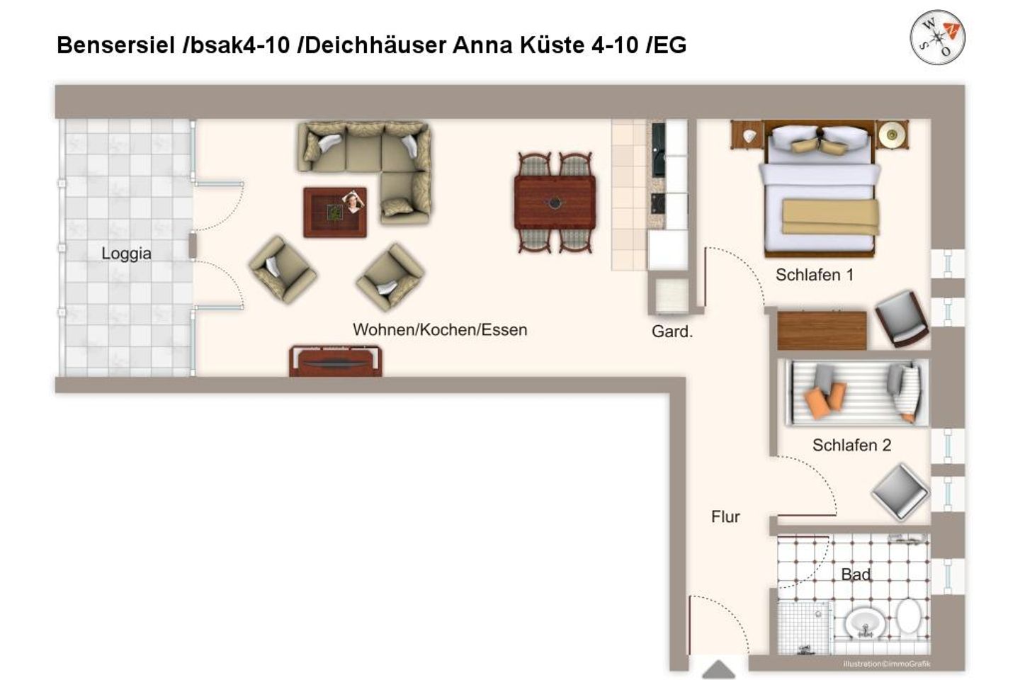 Deichhäuser Anna Küste Deichhäuser Anna Küste 4-10 Bensersiel - Grundriss