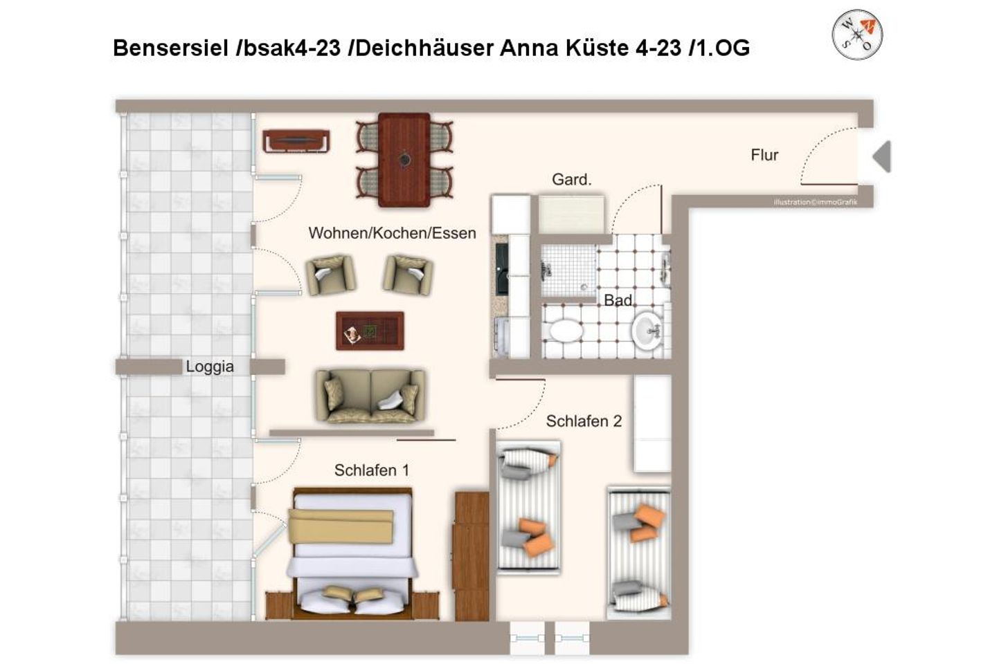 Deichhäuser Anna Küste Deichhäuser Anna Küste 4-23 Bensersiel - Grundriss