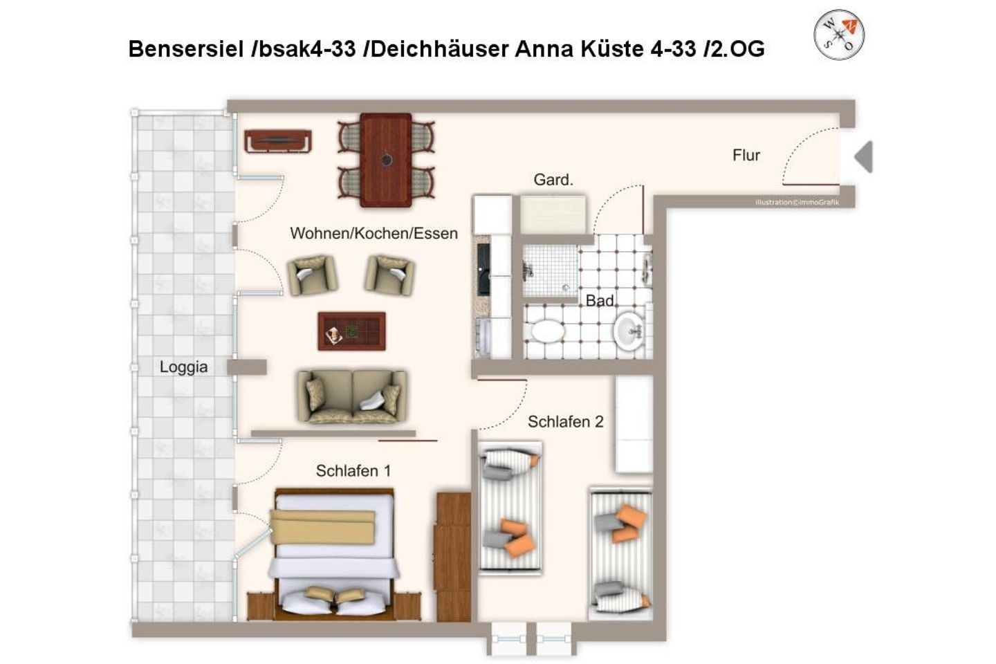 Deichhäuser Anna Küste Deichhäuser Anna Küste 4-33 Bensersiel - Grundriss