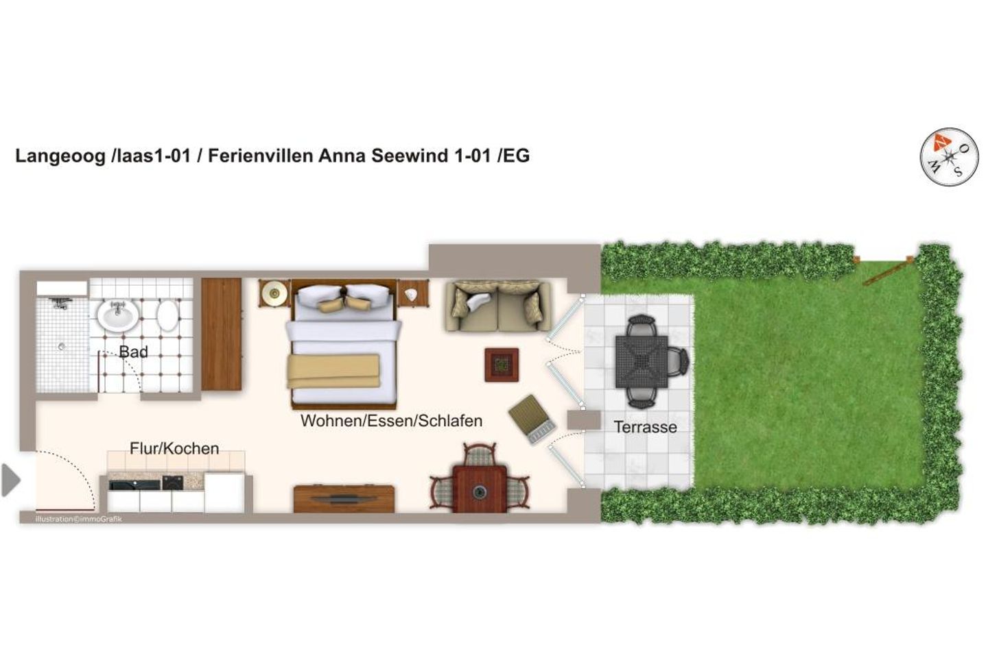 Apartmentvilla Anna See Apartmentvilla Anna See 1-01 Langeoog - Grundriss (Angaben ohne Gewähr)