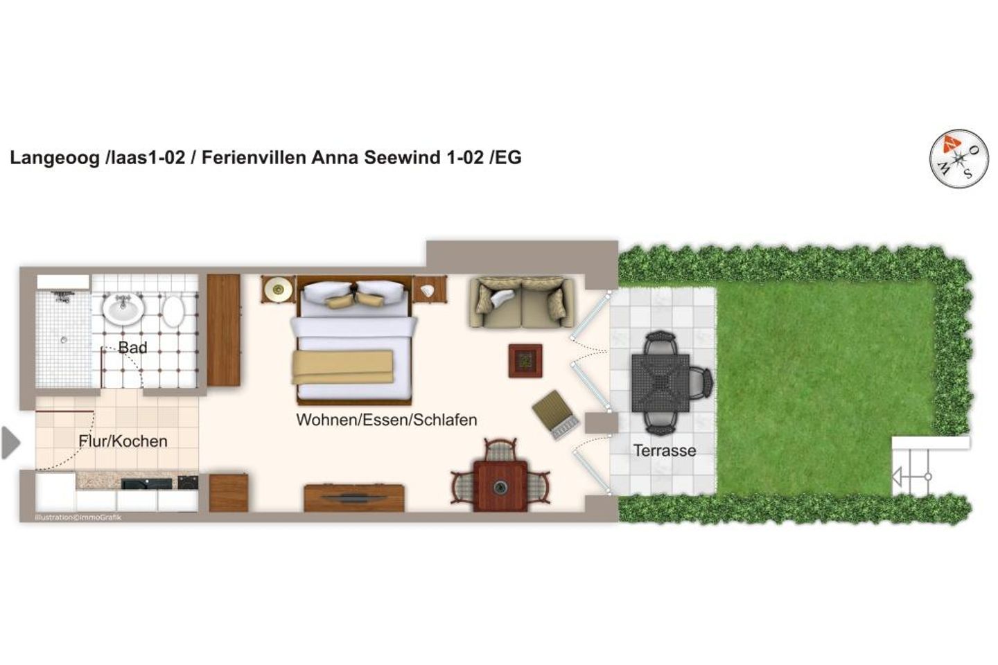 Apartmentvilla Anna See Apartmentvilla Anna See 1-02 Langeoog - Grundriss (Angaben ohne Gewähr)