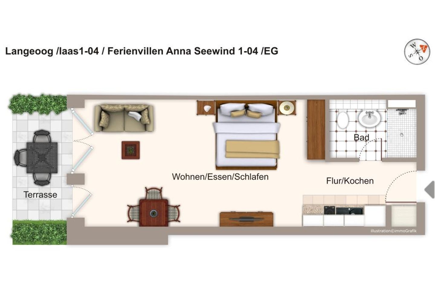 Apartmentvilla Anna See Apartmentvilla Anna See 1-04 Langeoog - Grundriss (Angaben ohne Gewähr)