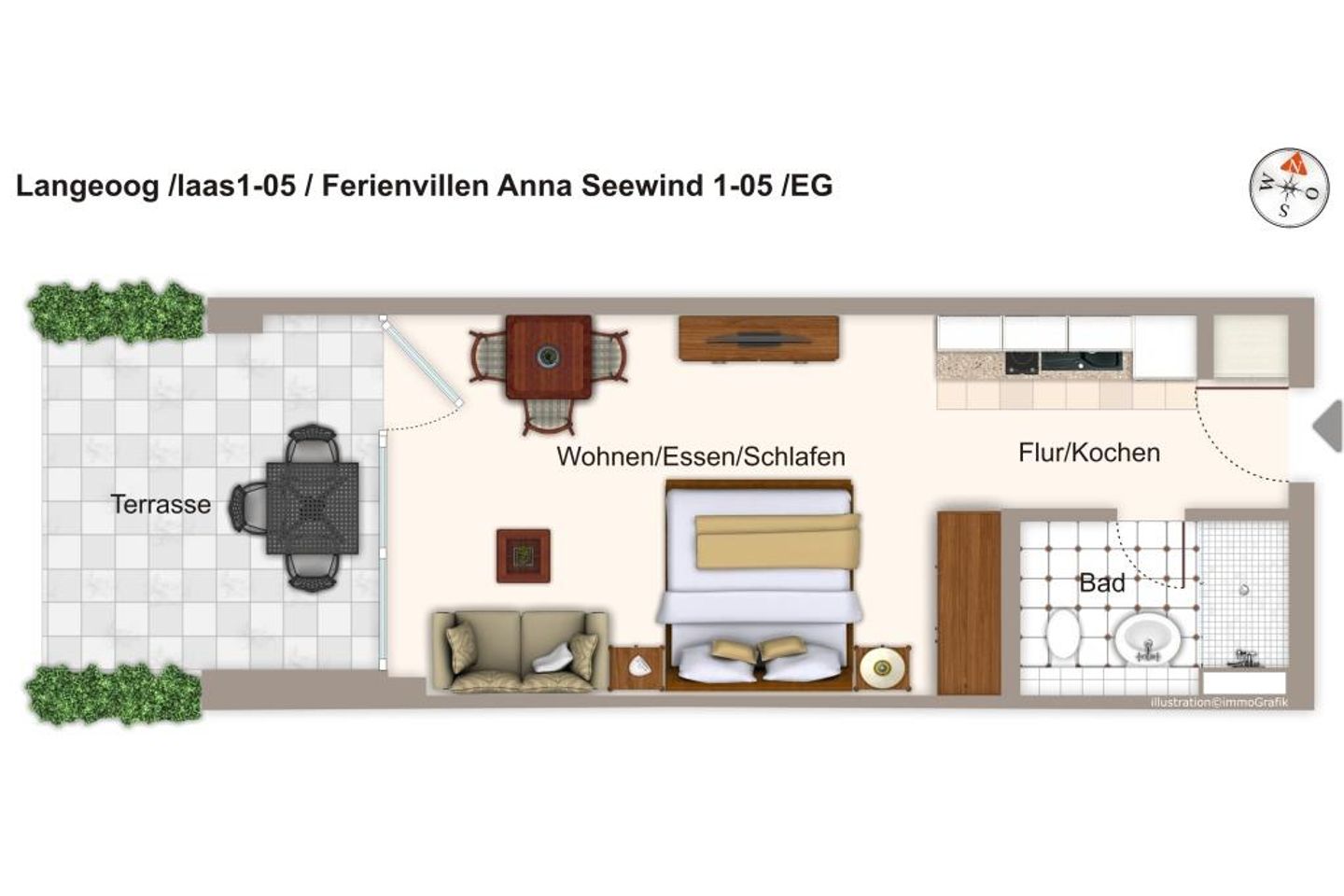 Apartmentvilla Anna See Apartmentvilla Anna See 1-05 Langeoog - Grundriss (Angaben ohne Gewähr)