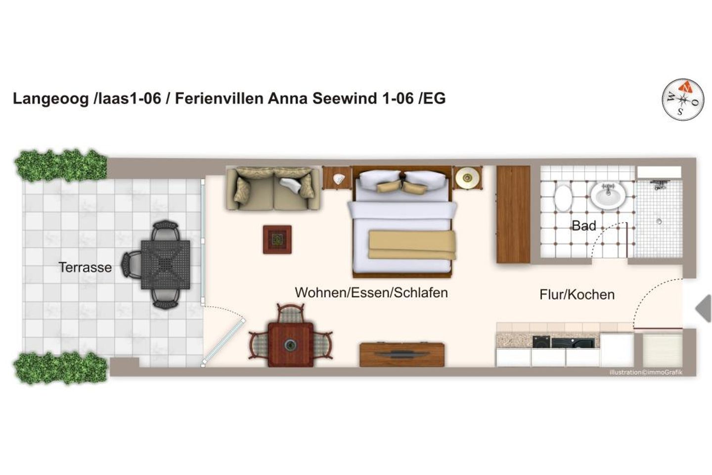 Apartmentvilla Anna See Apartmentvilla Anna See 1-06 Langeoog - Grundriss (Angaben ohne Gewähr)