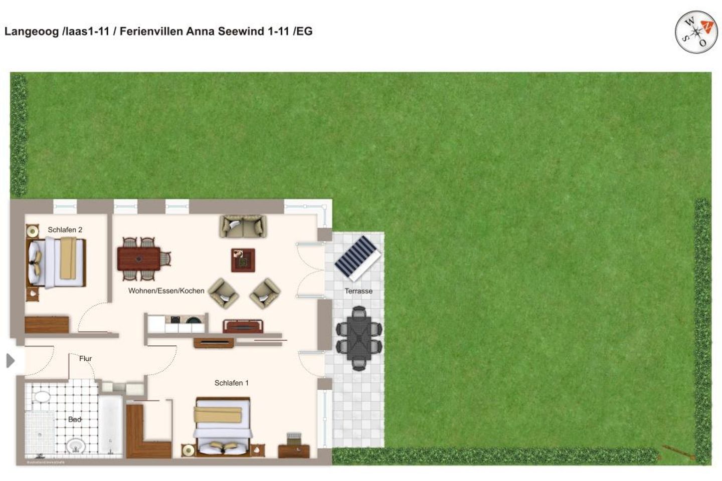 Apartmentvilla Anna See Apartmentvilla Anna See 1-11 Langeoog - Grundriss (Angaben ohne Gewähr)