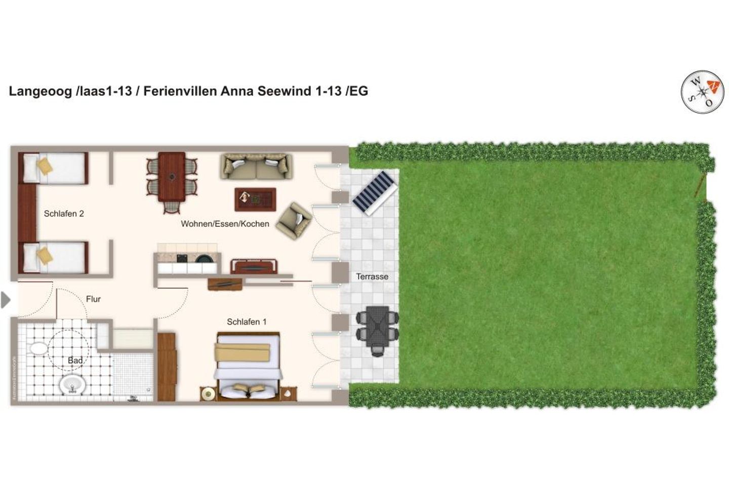 Apartmentvilla Anna See Apartmentvilla Anna See 1-13 Langeoog - Grundriss (Angaben ohne Gewähr)