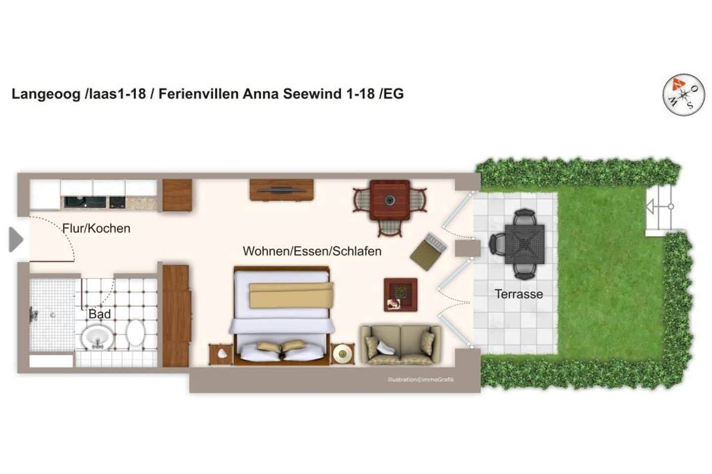 Apartmentvilla Anna See Apartmentvilla Anna See 1-18 Langeoog - Grundriss (Angaben ohne Gewähr)