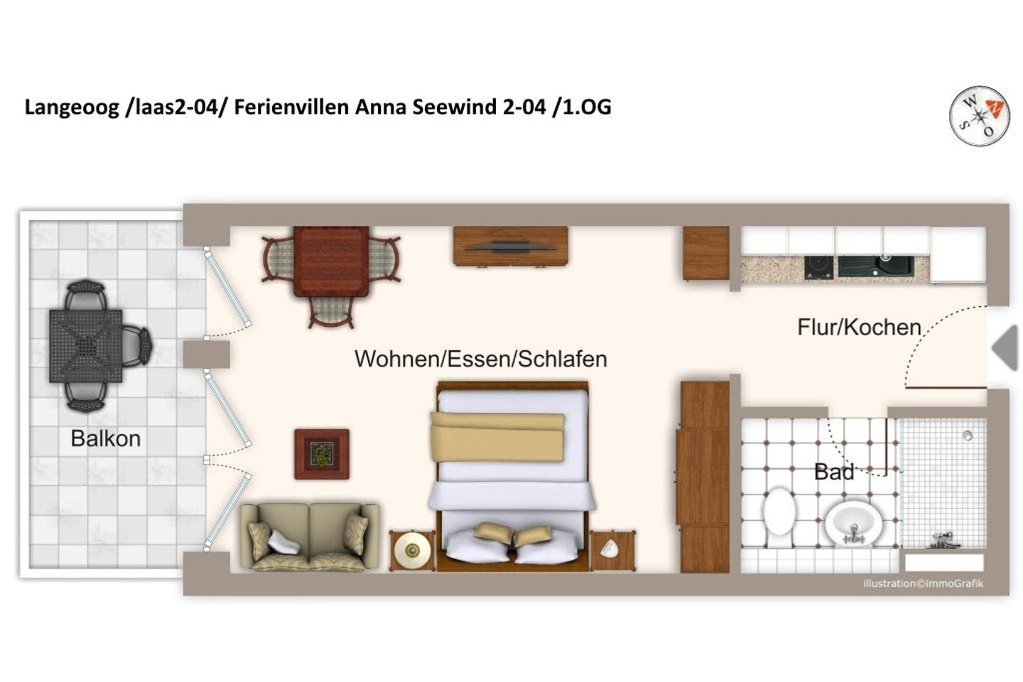 Apartmentvilla Anna See Apartmentvilla Anna See 2-04 Langeoog - Grundriss (Angaben ohne Gewähr)