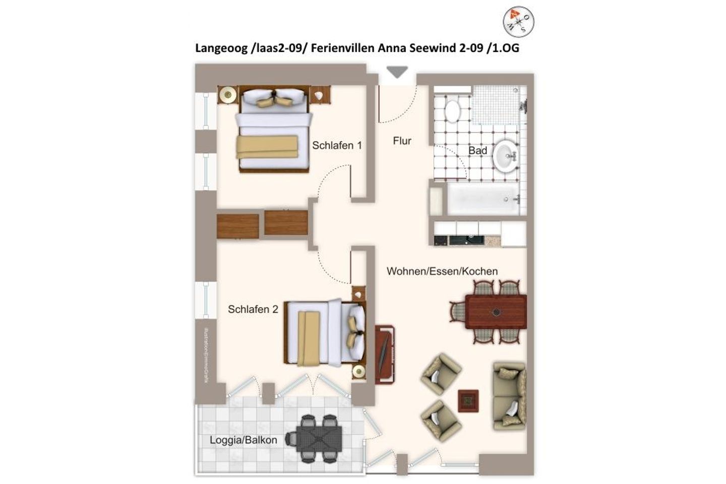 Apartmentvilla Anna See Apartmentvilla Anna See 2-09 Langeoog - Grundriss