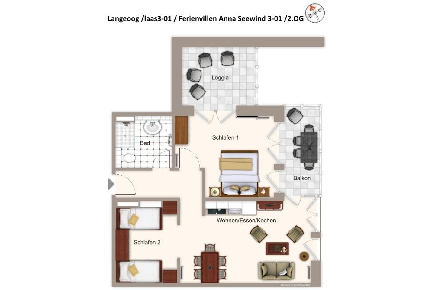 Apartmentvilla Anna See Apartmentvilla Anna See 3-01 Langeoog - Grundriss