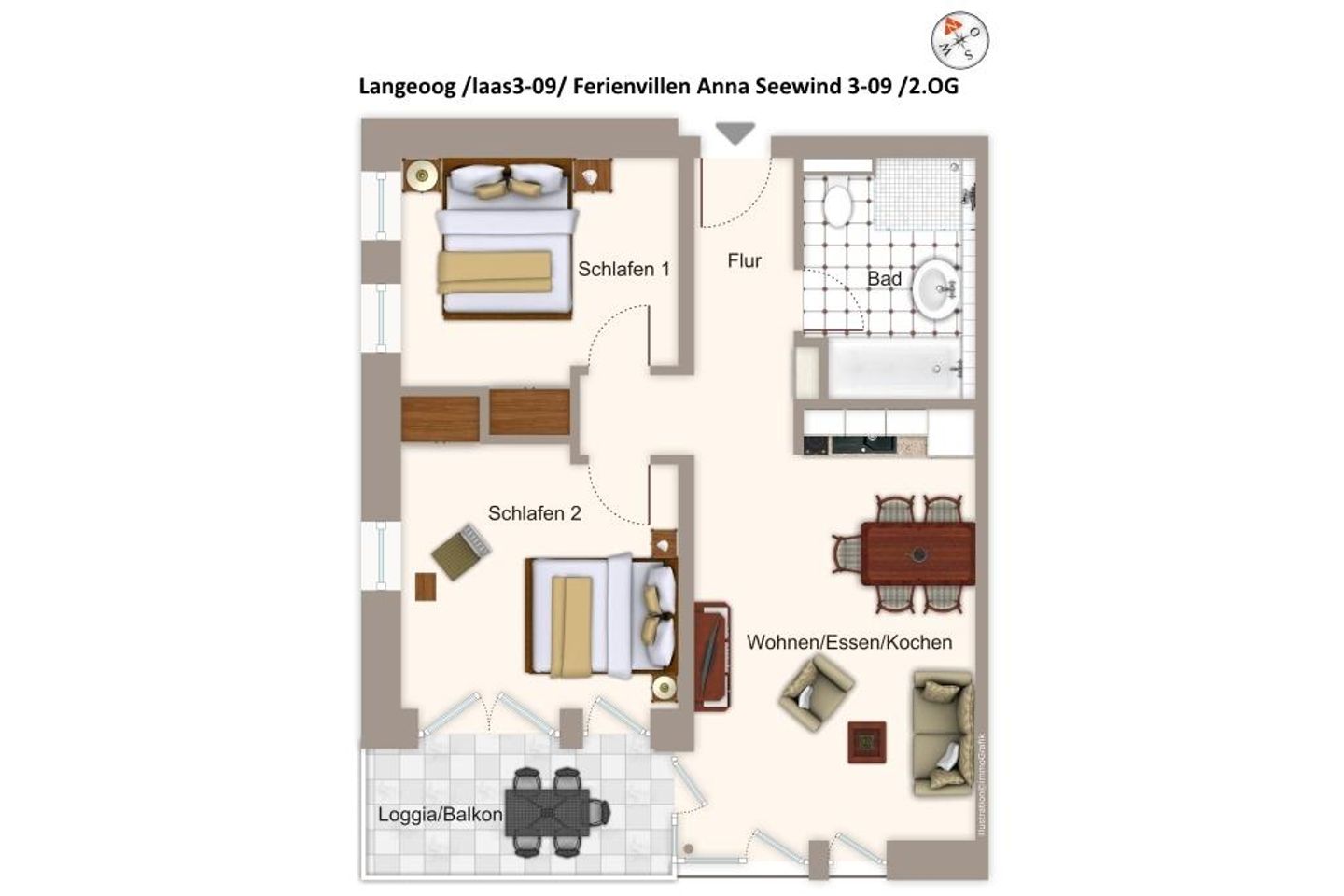 Apartmentvilla Anna See Apartmentvilla Anna See 3-09 Langeoog - Grundriss (Angaben ohne Gewähr)