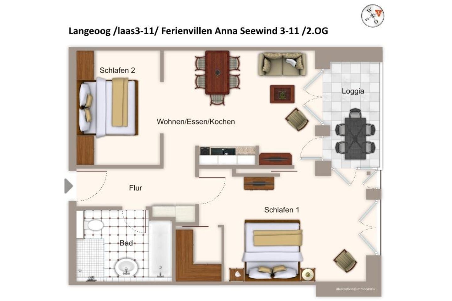 Apartmentvilla Anna See Apartmentvilla Anna See 3-11 Langeoog - Grundriss (Angaben ohne Gewähr)
