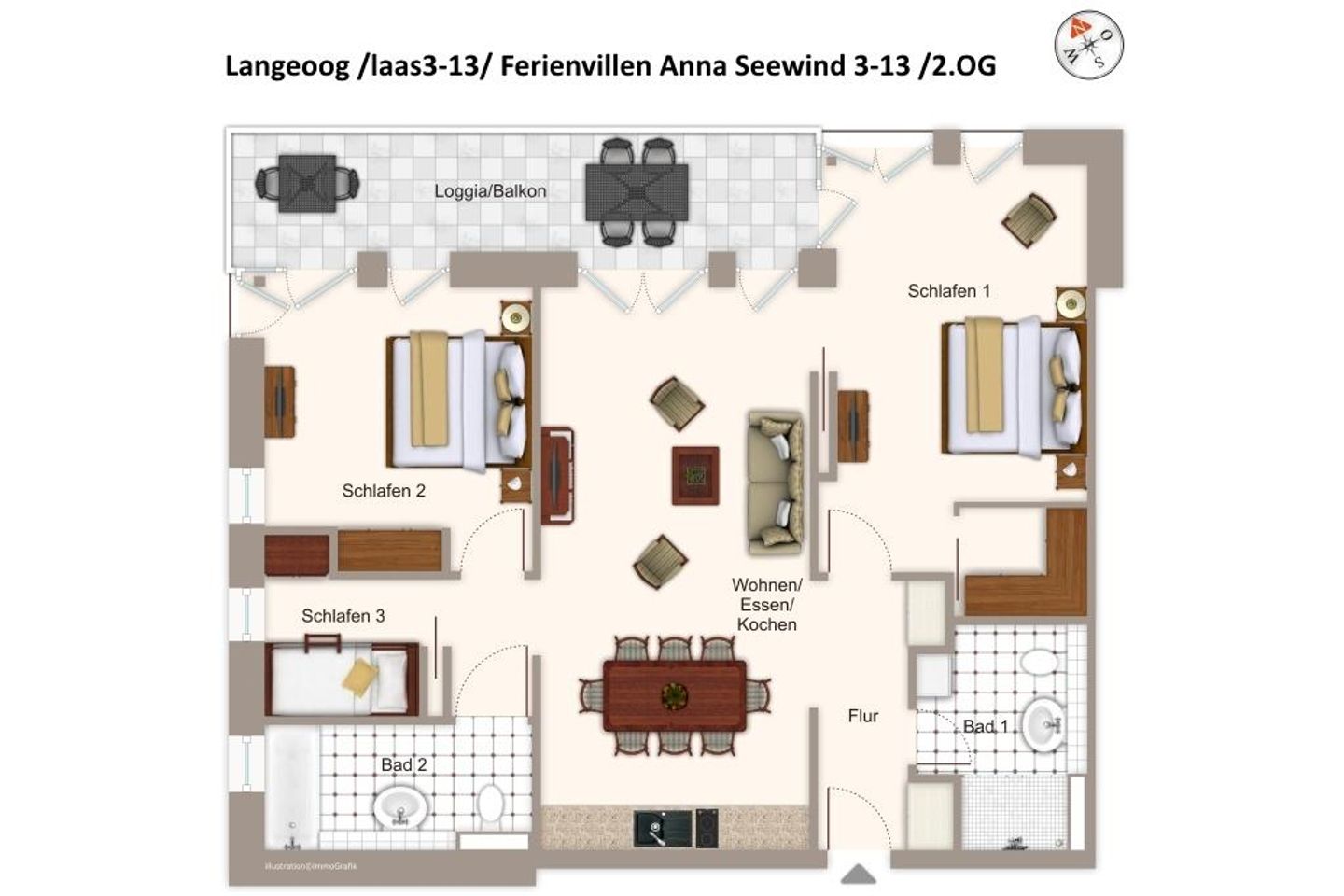 Apartmentvilla Anna See Apartmentvilla Anna See 3-13 Langeoog - Grundriss (Angaben ohne Gewähr)