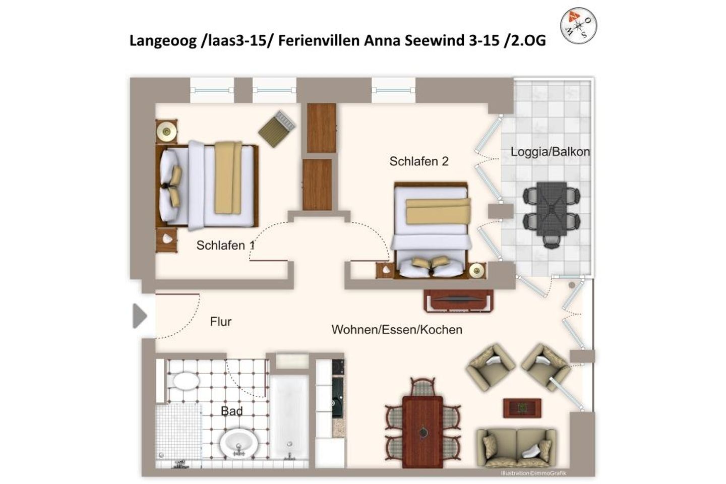 Apartmentvilla Anna See Apartmentvilla Anna See 3-15 Langeoog - Grundriss (Angaben ohne Gewähr)